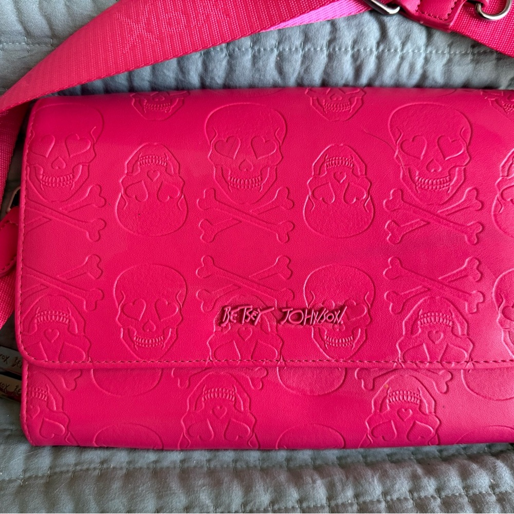 SOLD NOT FOR SALE Betsey Johnson Hot Pink Skull Crossbody Bag